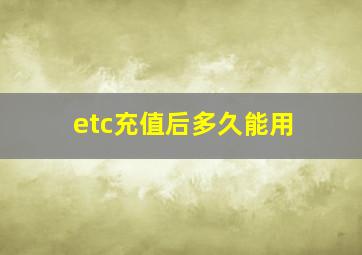 etc充值后多久能用