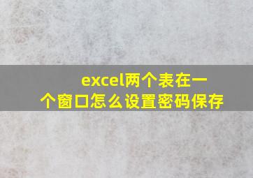 excel两个表在一个窗口怎么设置密码保存