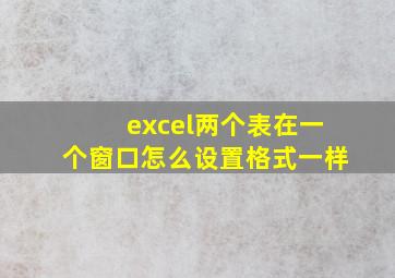 excel两个表在一个窗口怎么设置格式一样