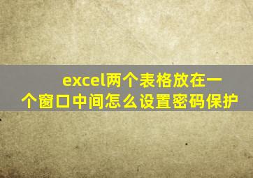 excel两个表格放在一个窗口中间怎么设置密码保护