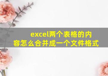 excel两个表格的内容怎么合并成一个文件格式