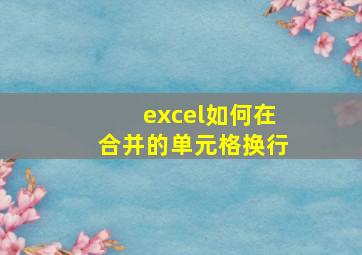 excel如何在合并的单元格换行