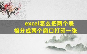 excel怎么把两个表格分成两个窗口打印一张