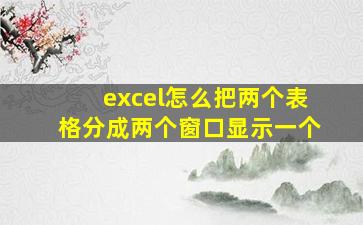 excel怎么把两个表格分成两个窗口显示一个