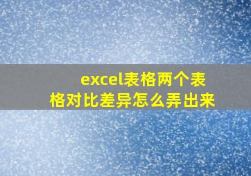 excel表格两个表格对比差异怎么弄出来