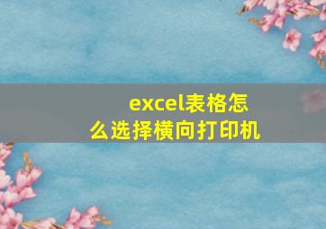 excel表格怎么选择横向打印机