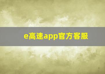 e高速app官方客服