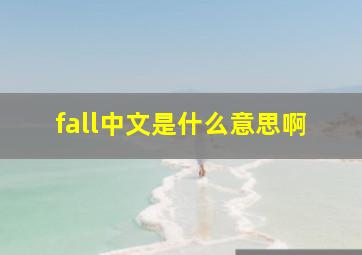 fall中文是什么意思啊