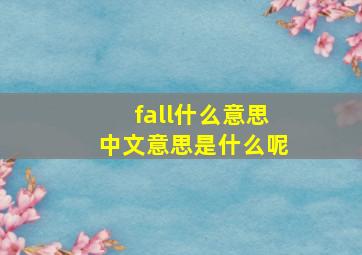 fall什么意思中文意思是什么呢