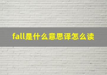 fall是什么意思译怎么读