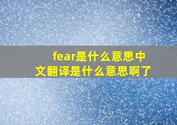 fear是什么意思中文翻译是什么意思啊了