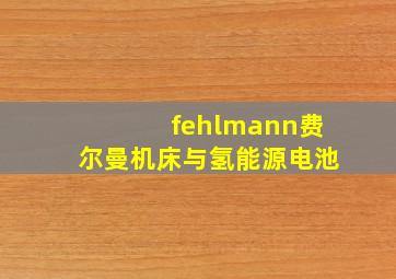 fehlmann费尔曼机床与氢能源电池