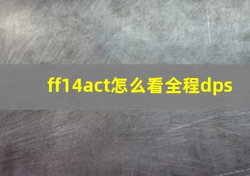 ff14act怎么看全程dps