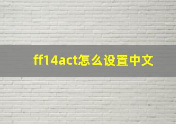 ff14act怎么设置中文