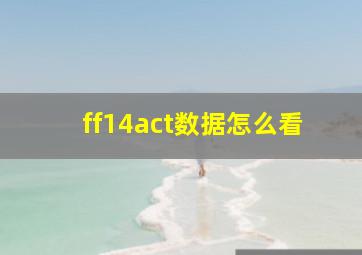 ff14act数据怎么看