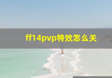 ff14pvp特效怎么关