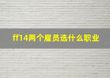 ff14两个雇员选什么职业