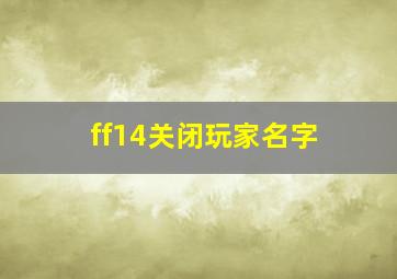 ff14关闭玩家名字