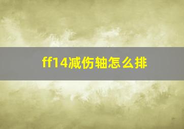 ff14减伤轴怎么排