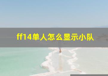 ff14单人怎么显示小队