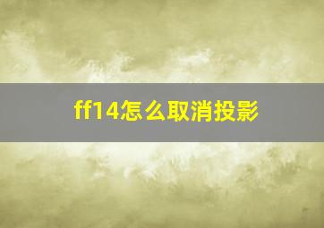 ff14怎么取消投影