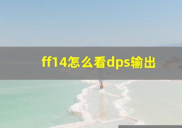 ff14怎么看dps输出