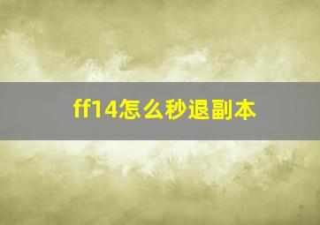 ff14怎么秒退副本