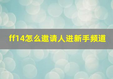 ff14怎么邀请人进新手频道