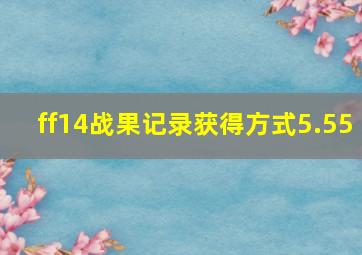 ff14战果记录获得方式5.55