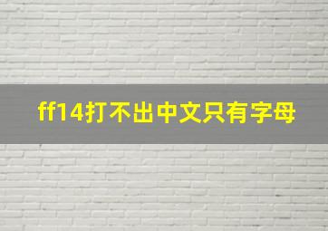 ff14打不出中文只有字母