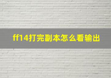 ff14打完副本怎么看输出