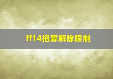 ff14招募解除限制