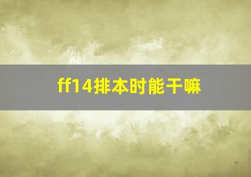 ff14排本时能干嘛