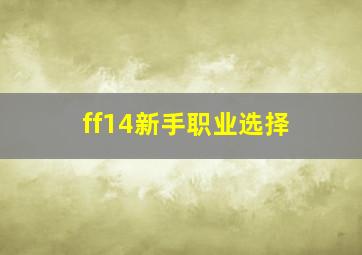 ff14新手职业选择