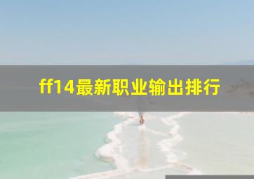 ff14最新职业输出排行