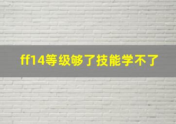 ff14等级够了技能学不了