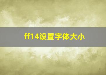 ff14设置字体大小