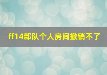 ff14部队个人房间撤销不了