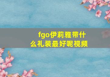 fgo伊莉雅带什么礼装最好呢视频