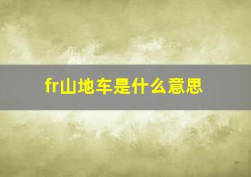 fr山地车是什么意思