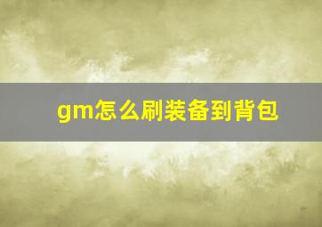 gm怎么刷装备到背包