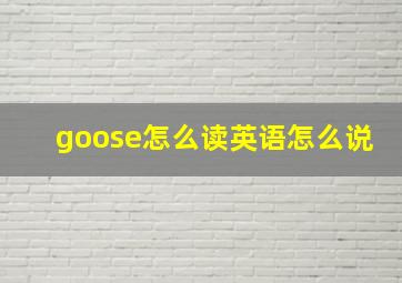 goose怎么读英语怎么说