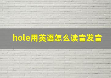 hole用英语怎么读音发音