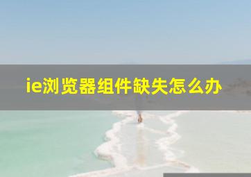 ie浏览器组件缺失怎么办