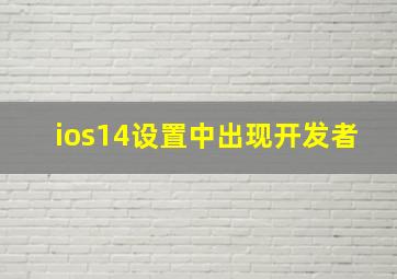 ios14设置中出现开发者