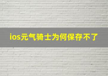 ios元气骑士为何保存不了