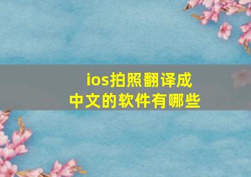 ios拍照翻译成中文的软件有哪些