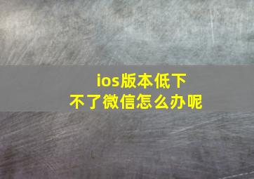 ios版本低下不了微信怎么办呢