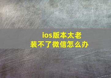 ios版本太老装不了微信怎么办