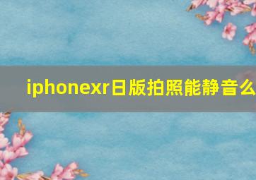 iphonexr日版拍照能静音么